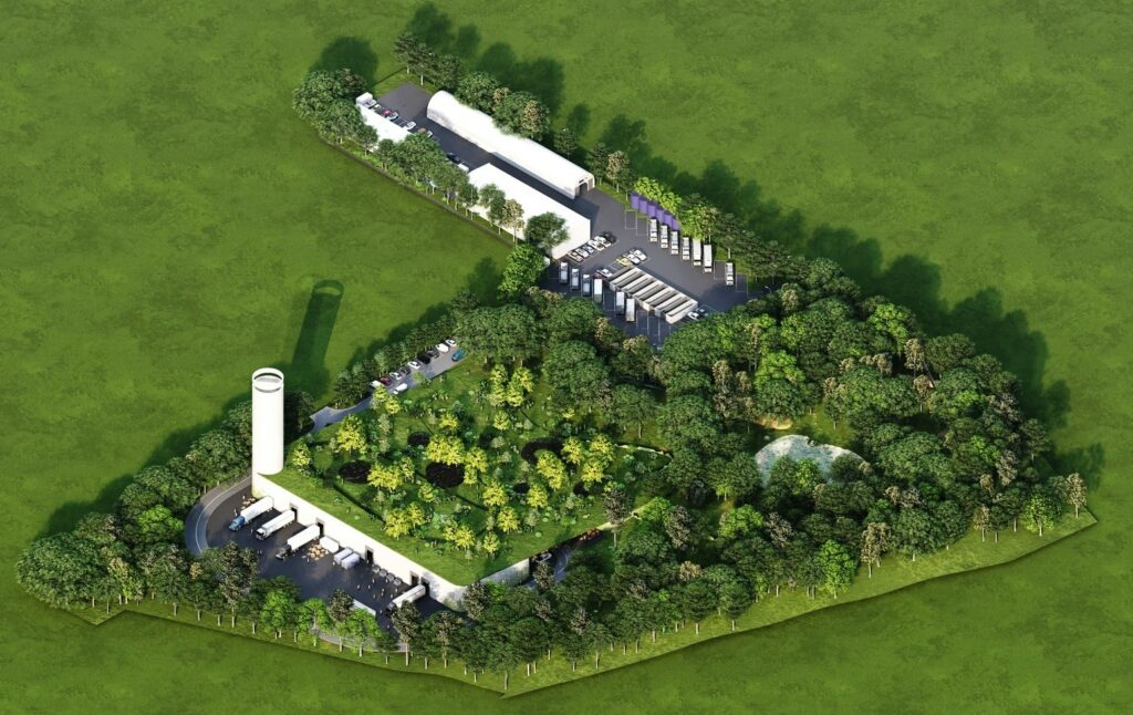 statie-de-sortare-semiingropata,-inconjurata-de-o-padure-urbana,-in-sectorul-6