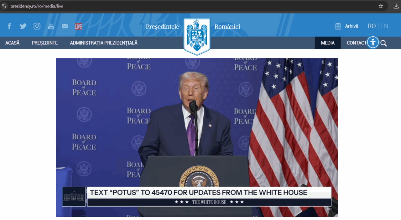 Transmisia oficială a Cotroceniului de la Consiliul Păcii nu este tradusă în limba română