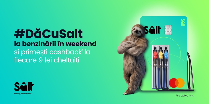Salt Bank oferă cashback de 20 de bani pe litru la benzină în două weekend-uri consecutive