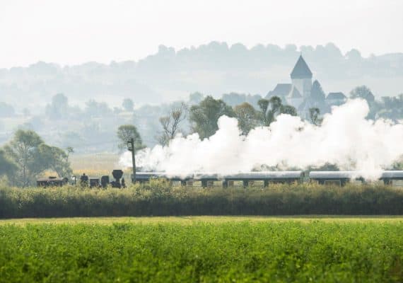 Mocănița Sibiu-Agnița cu locomotivă abur 115 ani din Budapesta