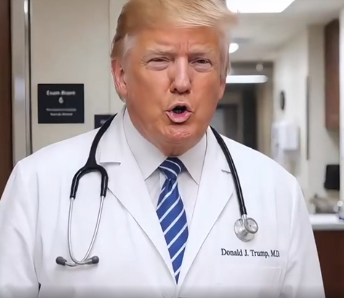 trump-socheaza-cu-un-videoclip-creat-cu-ai:-apare-ca-medic-si-diagnosticheaza-actori-celebri,-ca-robert-de-niro-si-julia-roberts