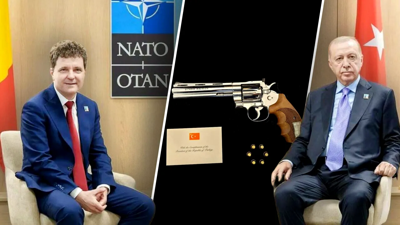 Nicușor Dan primește pistol de la Erdogan și nu are experiență în tragere