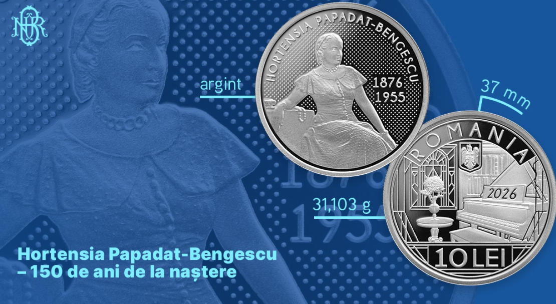 BNR lansează monedă de argint pentru 150 de ani de la nașterea Hortensiei Papadat-Bengescu